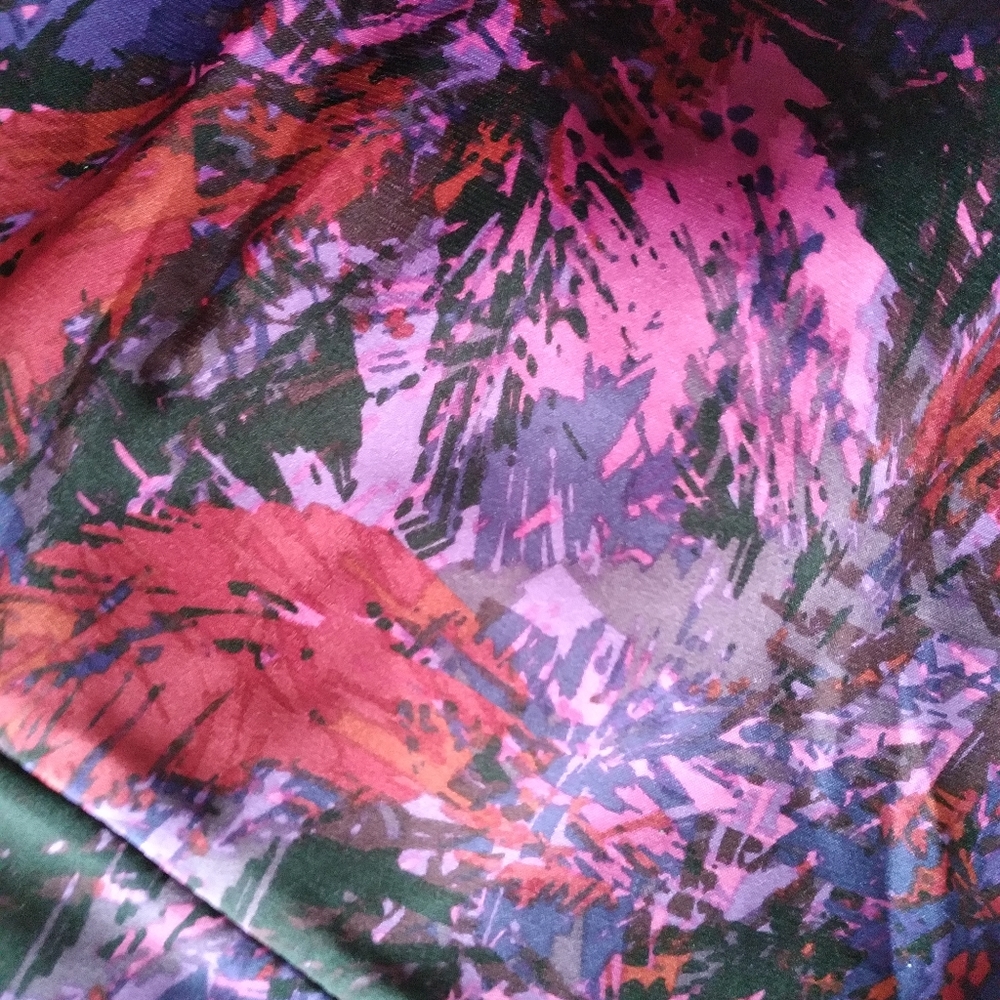 Express Abstract print Floral Feather Peplum Sleeveless top, size Medium - Picture 2 of 9